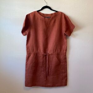 VINTAGE ANDREA JOVINE terracotta linen shift dress size 12